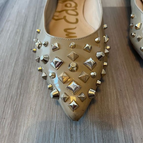 Sam Edelman 8.5 Savana Nude Spike Studded Pointed Ballet Flats - Picture 2 of 11